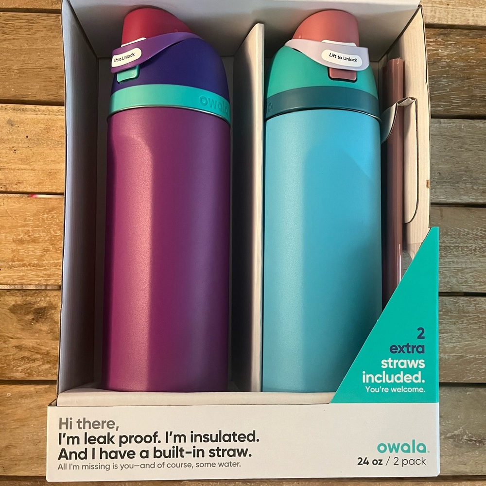 Owala Freesip 24 oz 2pk water bottle turquoise purple  new